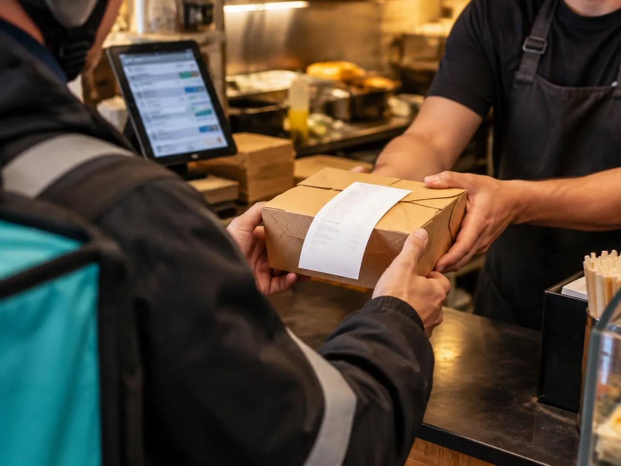 A local takeaway handing over an order